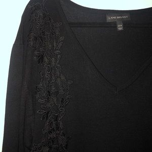 Black V-Neck Lace Lane Bryant Sweater size 22/24